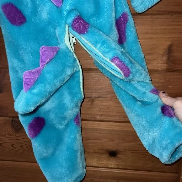 Disney Pixar Monsters Inc Sulley Costume Kids Blue Fuzzy Jumpsuit - Picture 5 of 5